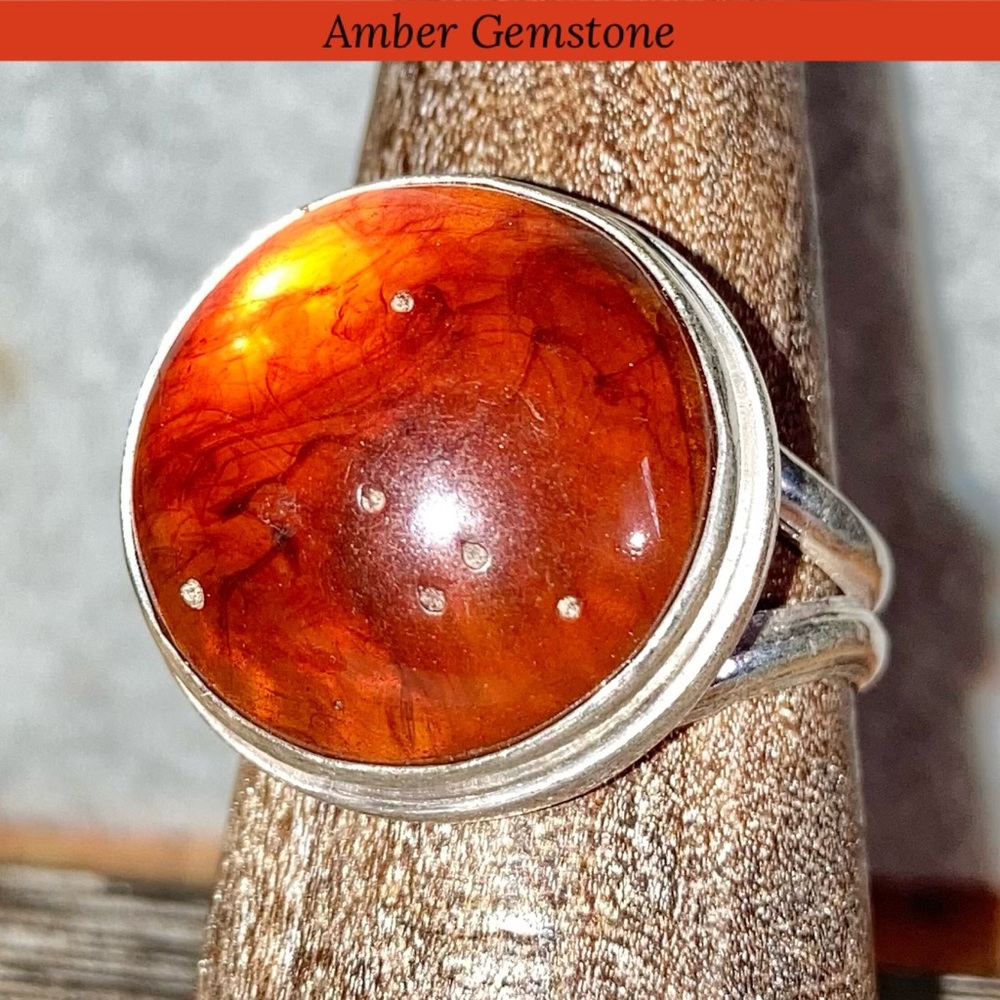 SO PRETTY! Amber Gemstone Chunky Handmade Ring